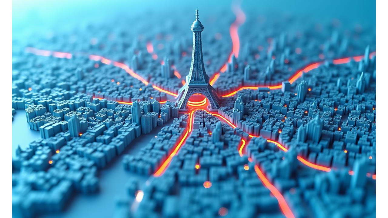 Illustration d'une carte stylisée de Paris et de l'Île-de-France, avec des icônes représentant différents acteurs culturels comme des théâtres, musées et entités gouvernementales.