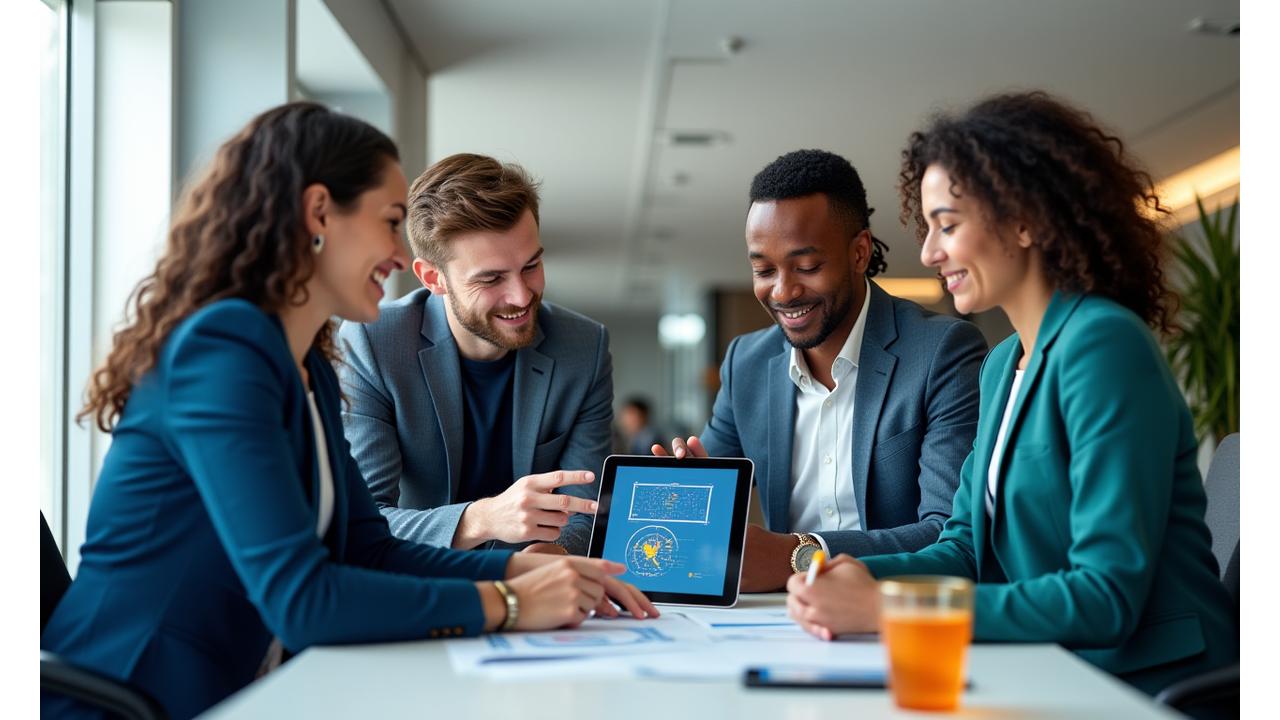 Consultant Lumivara Hope travaillant avec un client, discutant de subventions
