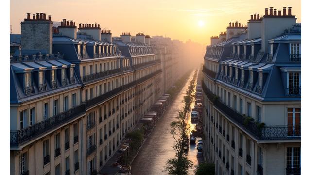 Vue aérienne du quartier latin à Paris, avec bâtiments historiques et rues animées, symbolisant l'emplacement central de Lumivara Hope.