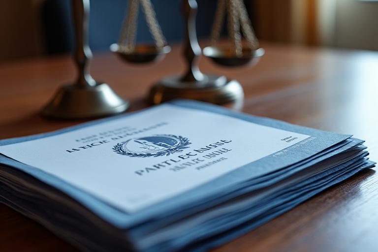 Illustration de documents légaux et d'une balance de justice, symbolisant la conformité et l'équilibre.