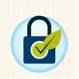 Icône stylisée représentant un cadenas avec une feuille et une coche, symbolisant la protection des données et le RGPD.